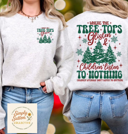 Christmas children listen to nothing (pocket accent)  - Adult Crewneck Sweatshirt