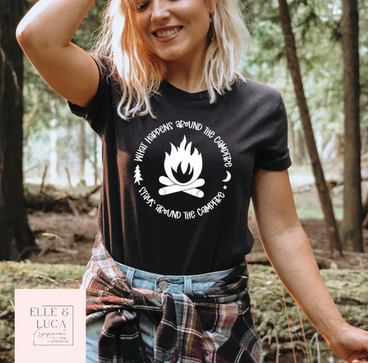 What Happens Around the Campfire - Adult Crewneck Unisex T-Shirt